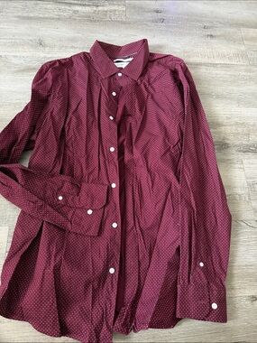 Old Navy Men's Burgundy Microdot Button-Down Shirt